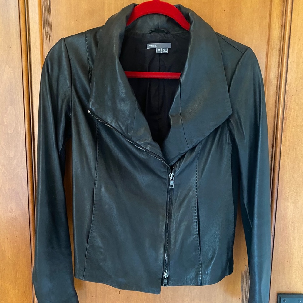 Vince premium zip cross leather jacket